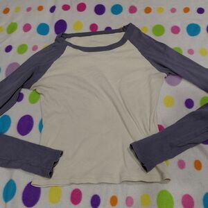 BRANDY MELVILLE plain blue & white baseball tee size medium *STAINS PICTURED!!